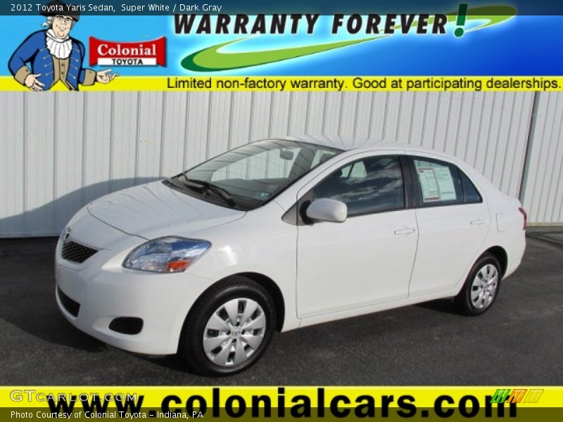 Super White / Dark Gray 2012 Toyota Yaris Sedan