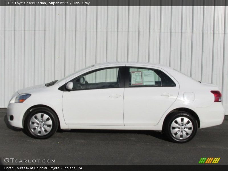 Super White / Dark Gray 2012 Toyota Yaris Sedan