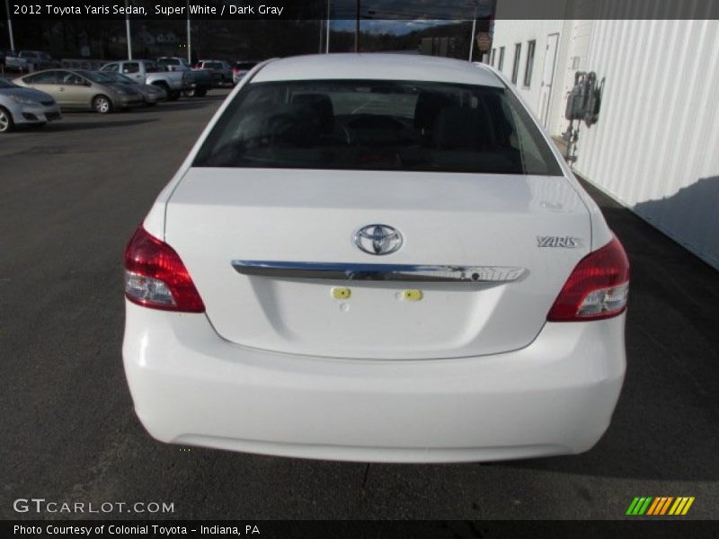 Super White / Dark Gray 2012 Toyota Yaris Sedan