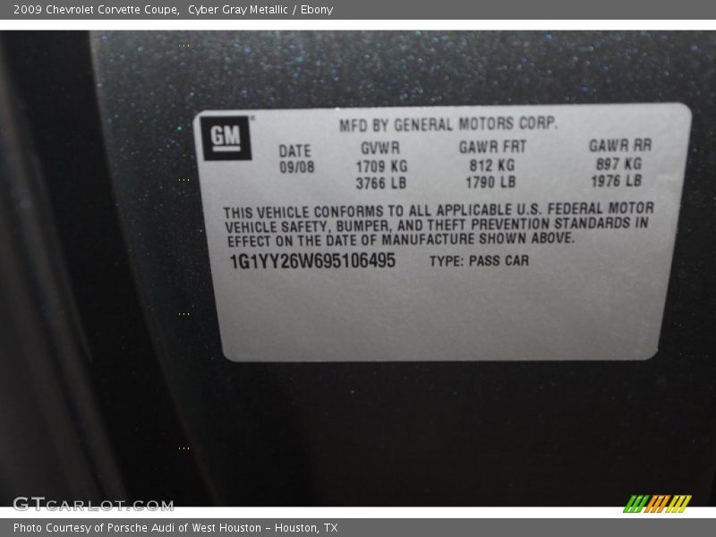 Cyber Gray Metallic / Ebony 2009 Chevrolet Corvette Coupe