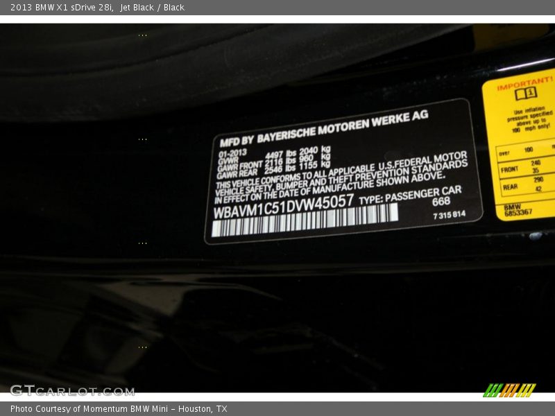 Jet Black / Black 2013 BMW X1 sDrive 28i