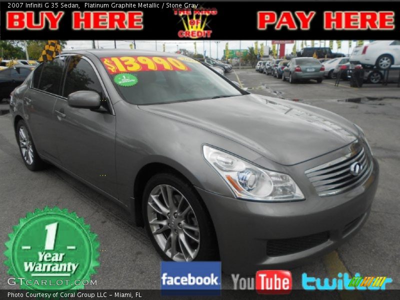 Platinum Graphite Metallic / Stone Gray 2007 Infiniti G 35 Sedan