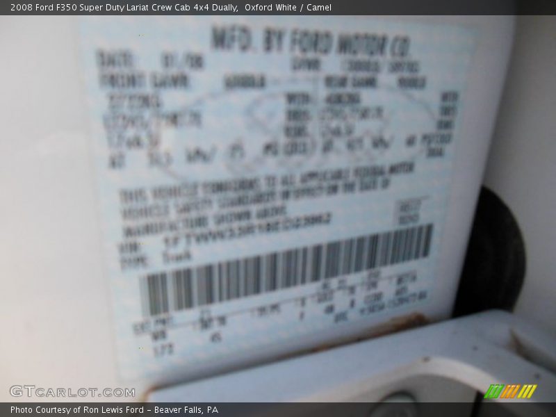 Oxford White / Camel 2008 Ford F350 Super Duty Lariat Crew Cab 4x4 Dually