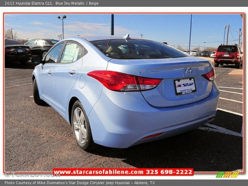 Blue Sky Metallic / Beige 2013 Hyundai Elantra GLS