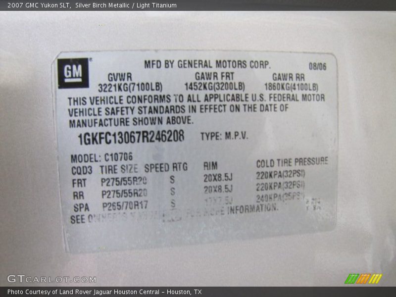 Silver Birch Metallic / Light Titanium 2007 GMC Yukon SLT