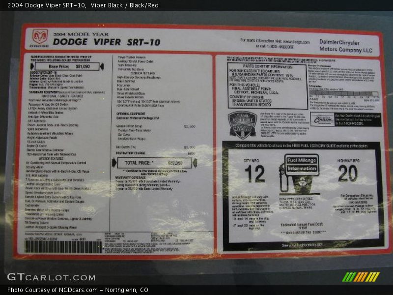 Viper Black / Black/Red 2004 Dodge Viper SRT-10