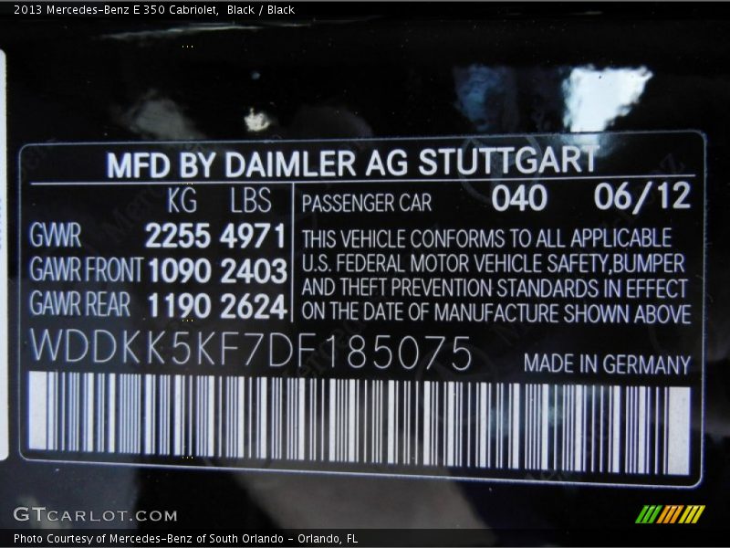 Black / Black 2013 Mercedes-Benz E 350 Cabriolet