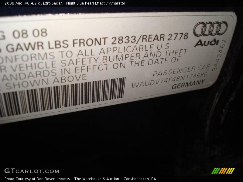 Night Blue Pearl Effect / Amaretto 2008 Audi A6 4.2 quattro Sedan