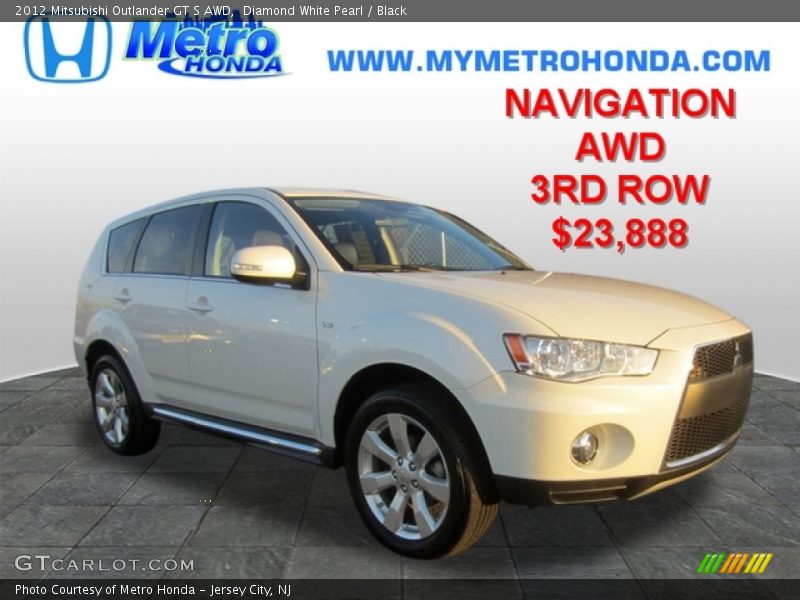 Diamond White Pearl / Black 2012 Mitsubishi Outlander GT S AWD