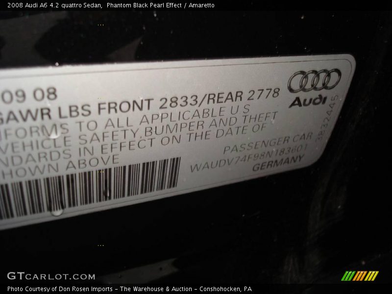 Phantom Black Pearl Effect / Amaretto 2008 Audi A6 4.2 quattro Sedan
