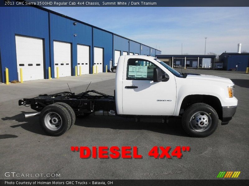 Summit White / Dark Titanium 2013 GMC Sierra 3500HD Regular Cab 4x4 Chassis