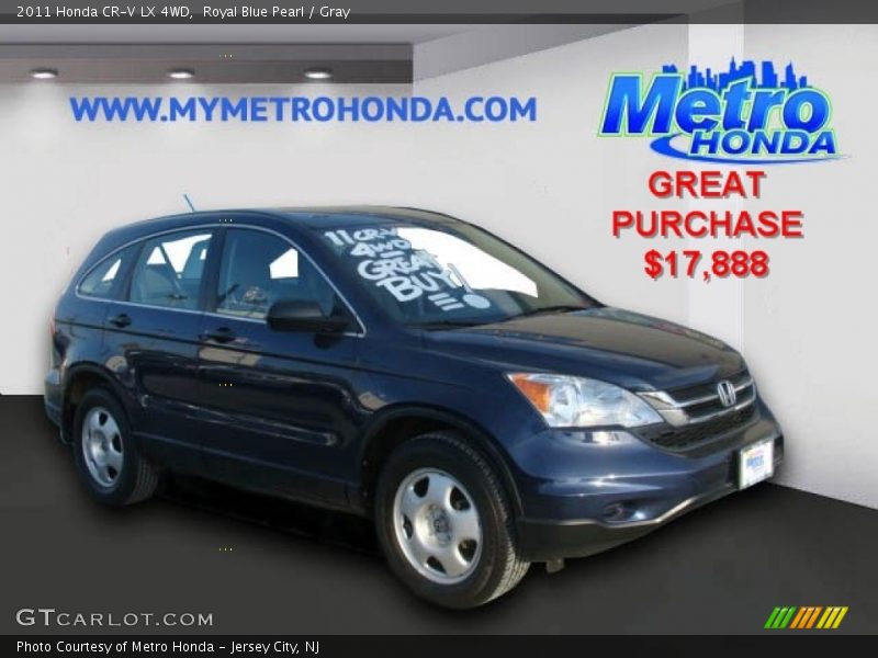 Royal Blue Pearl / Gray 2011 Honda CR-V LX 4WD