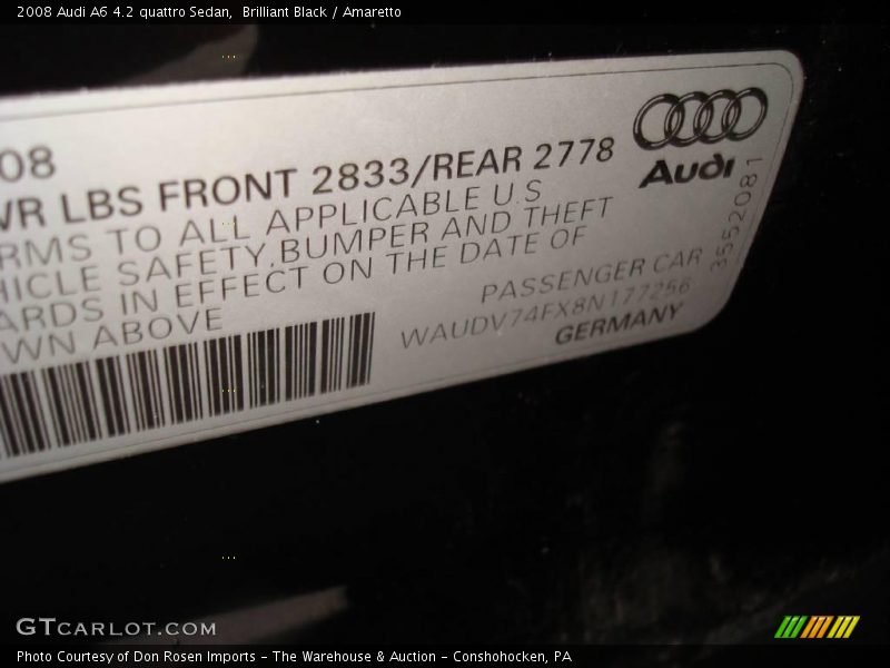 Brilliant Black / Amaretto 2008 Audi A6 4.2 quattro Sedan