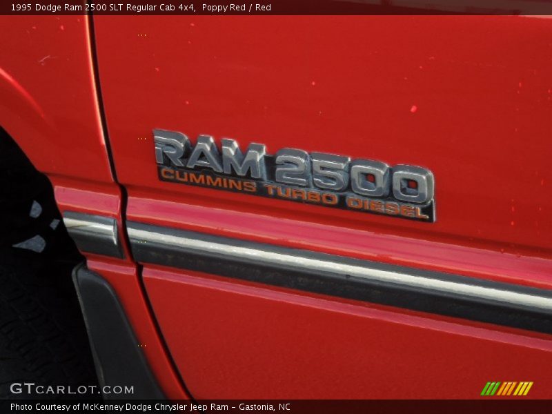 Poppy Red / Red 1995 Dodge Ram 2500 SLT Regular Cab 4x4