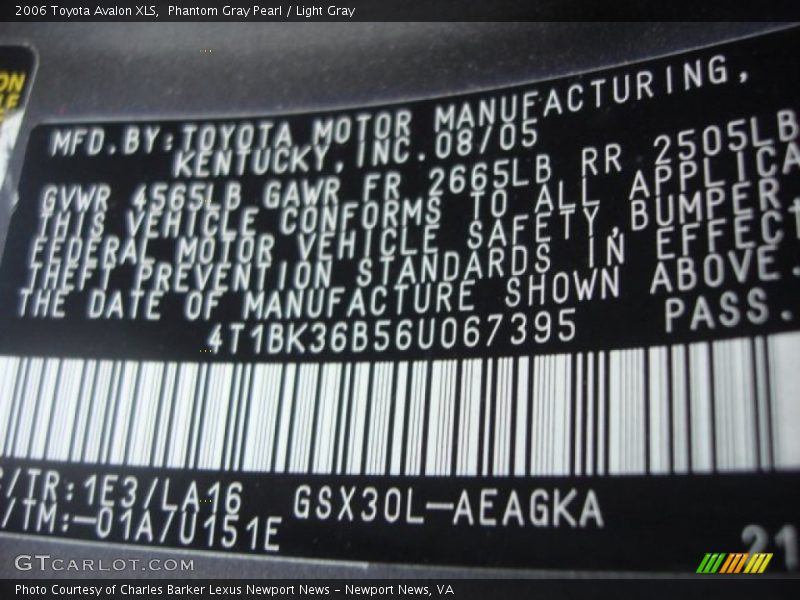 Phantom Gray Pearl / Light Gray 2006 Toyota Avalon XLS
