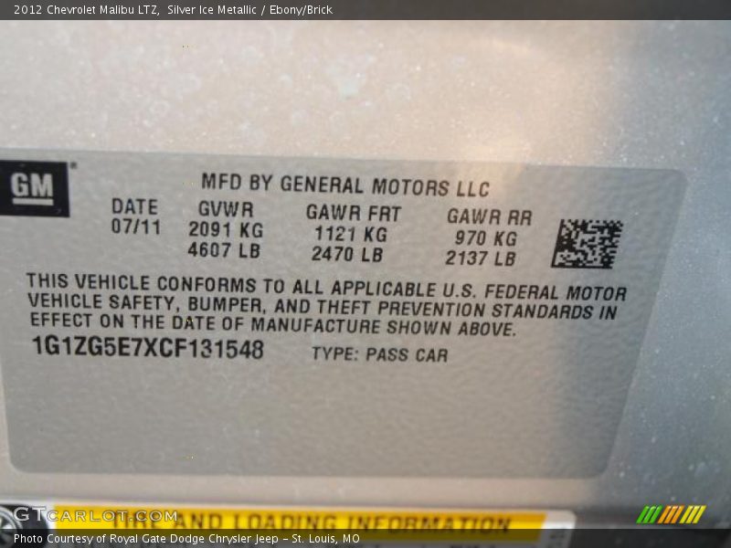 Silver Ice Metallic / Ebony/Brick 2012 Chevrolet Malibu LTZ