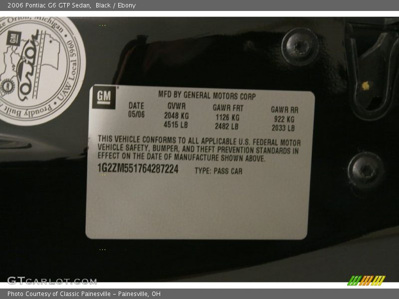Black / Ebony 2006 Pontiac G6 GTP Sedan