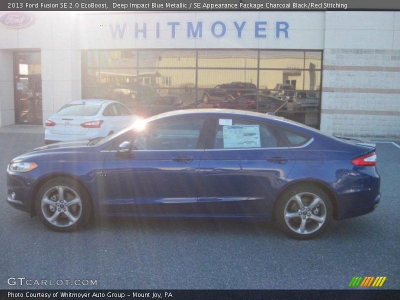 Deep Impact Blue Metallic / SE Appearance Package Charcoal Black/Red Stitching 2013 Ford Fusion SE 2.0 EcoBoost