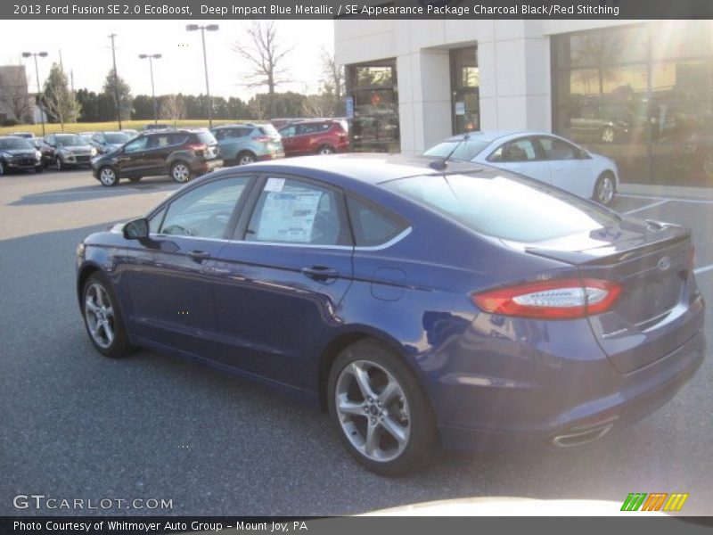 Deep Impact Blue Metallic / SE Appearance Package Charcoal Black/Red Stitching 2013 Ford Fusion SE 2.0 EcoBoost