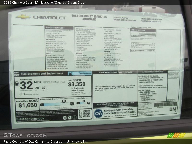  2013 Spark LS Window Sticker