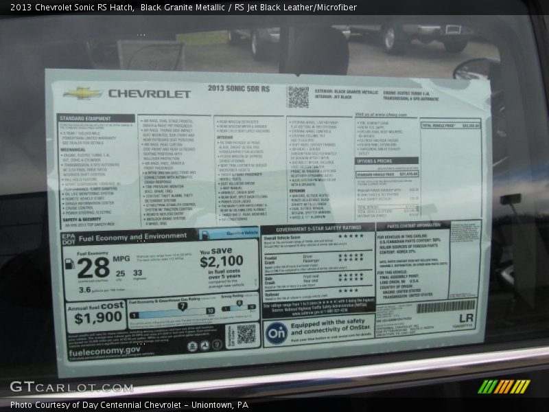  2013 Sonic RS Hatch Window Sticker