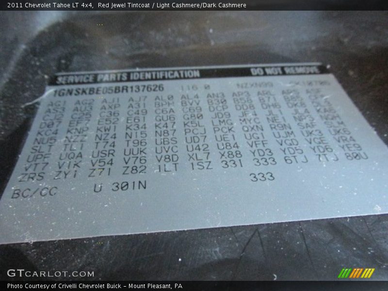 Red Jewel Tintcoat / Light Cashmere/Dark Cashmere 2011 Chevrolet Tahoe LT 4x4