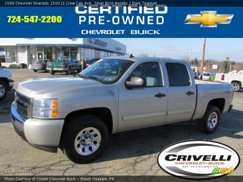 Silver Birch Metallic / Dark Titanium 2009 Chevrolet Silverado 1500 LS Crew Cab 4x4
