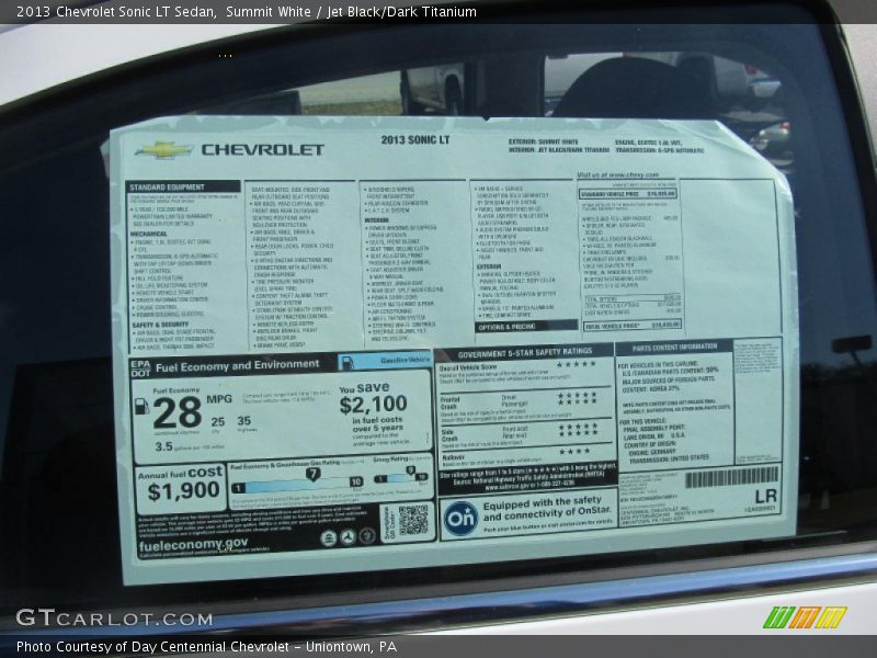 Summit White / Jet Black/Dark Titanium 2013 Chevrolet Sonic LT Sedan