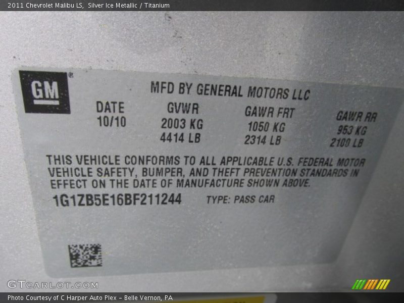 Silver Ice Metallic / Titanium 2011 Chevrolet Malibu LS