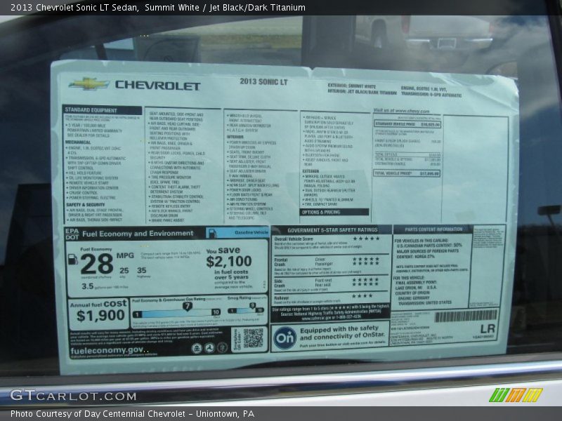 Summit White / Jet Black/Dark Titanium 2013 Chevrolet Sonic LT Sedan