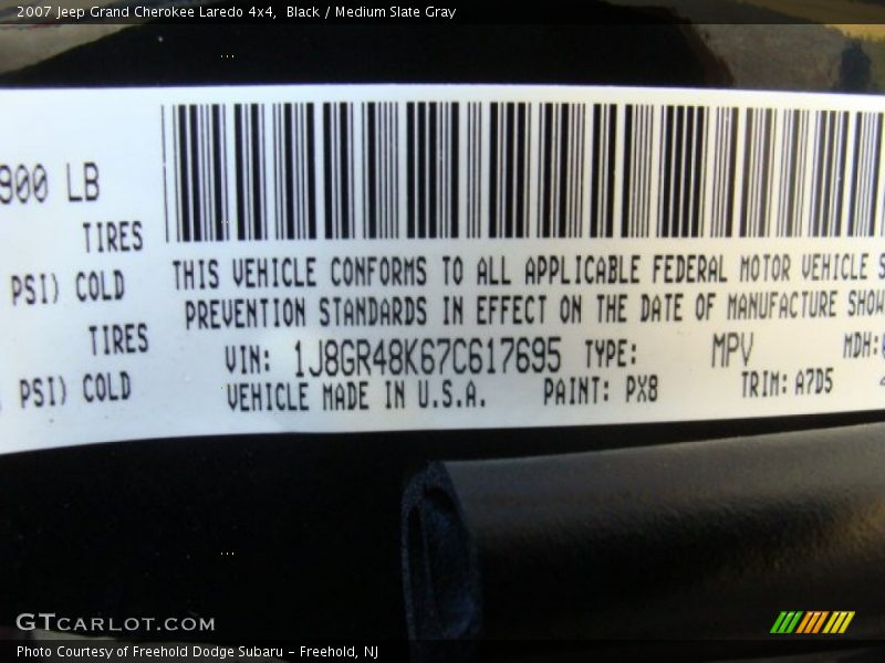 Black / Medium Slate Gray 2007 Jeep Grand Cherokee Laredo 4x4