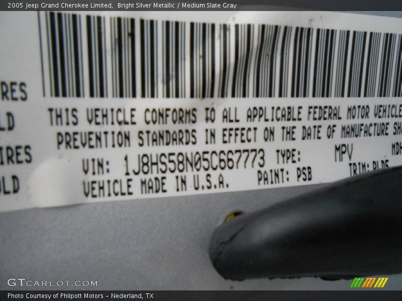 2005 Grand Cherokee Limited Bright Silver Metallic Color Code PSB