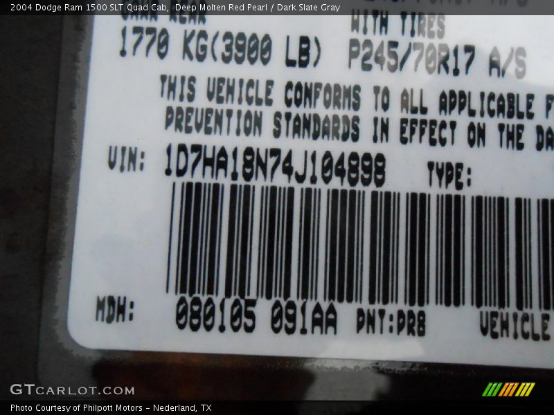 Deep Molten Red Pearl / Dark Slate Gray 2004 Dodge Ram 1500 SLT Quad Cab