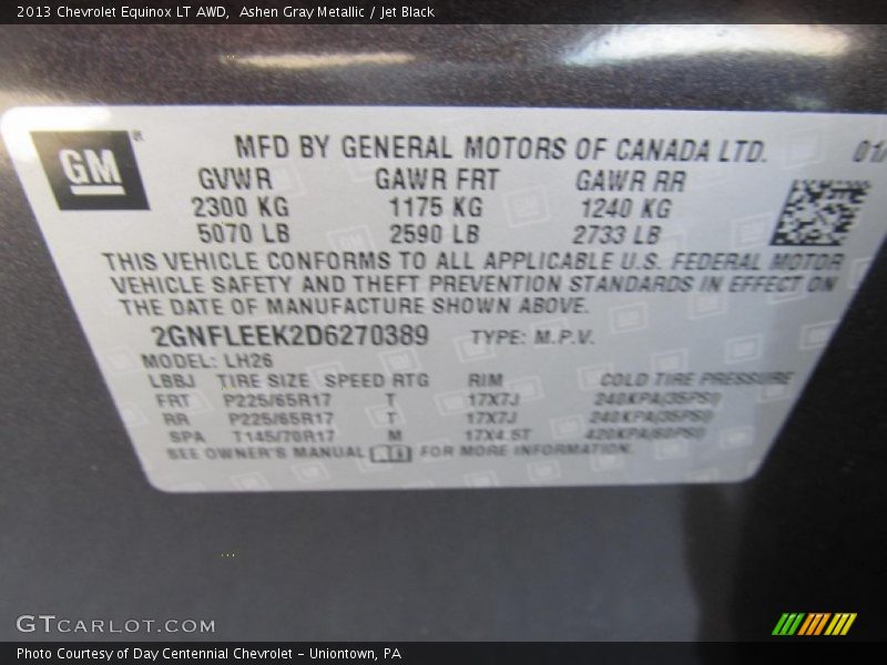 Ashen Gray Metallic / Jet Black 2013 Chevrolet Equinox LT AWD