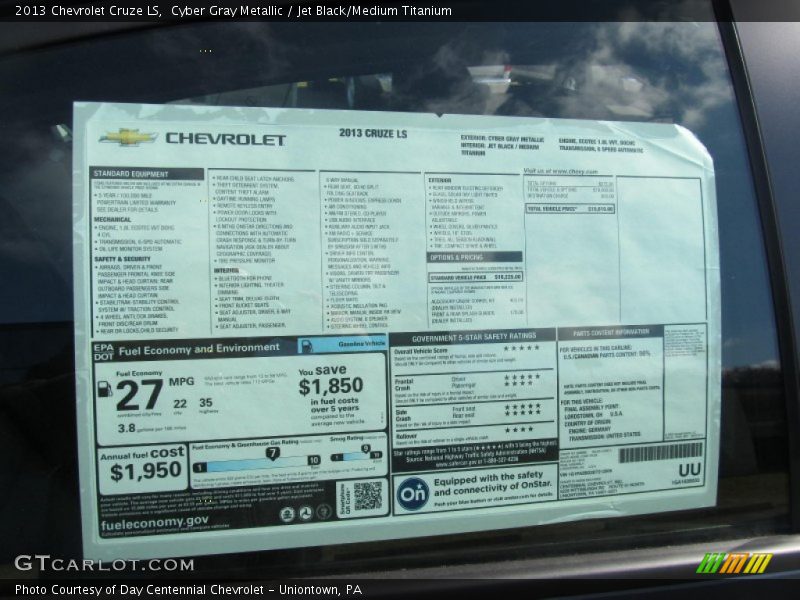 Cyber Gray Metallic / Jet Black/Medium Titanium 2013 Chevrolet Cruze LS