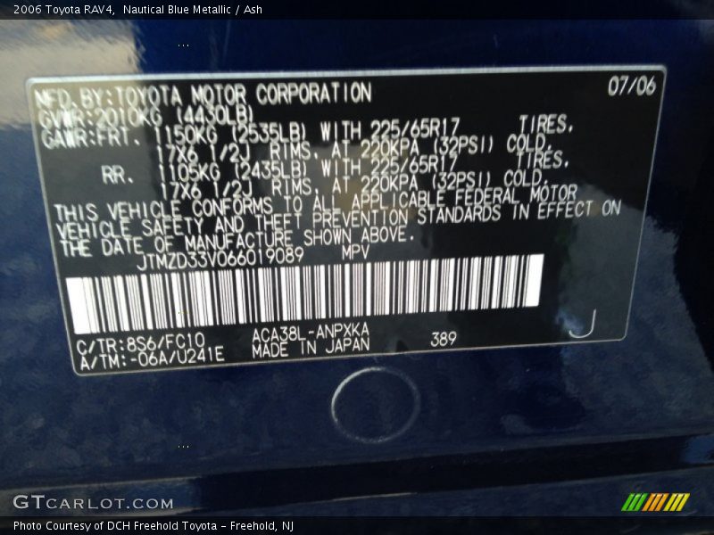 Nautical Blue Metallic / Ash 2006 Toyota RAV4