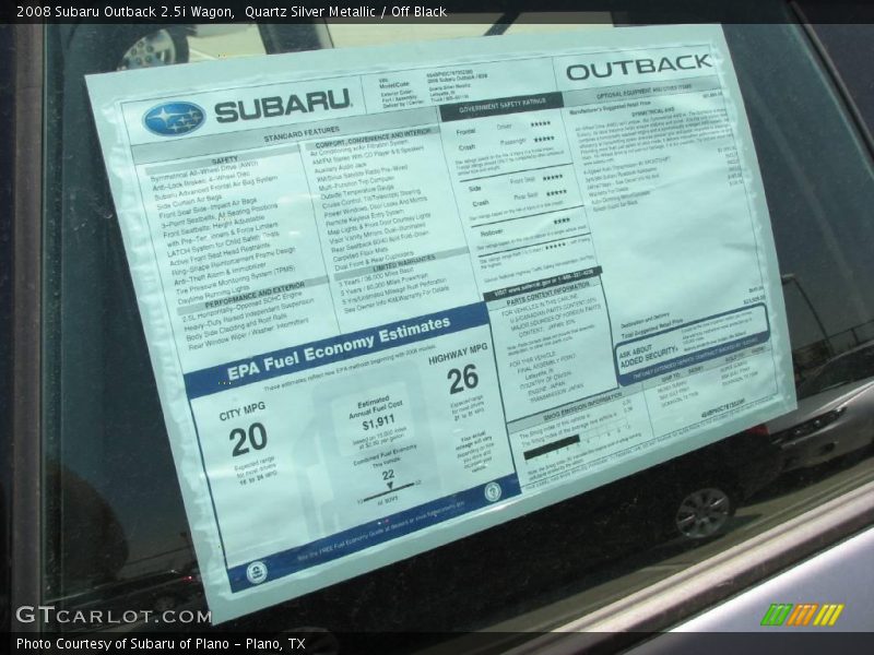 Quartz Silver Metallic / Off Black 2008 Subaru Outback 2.5i Wagon