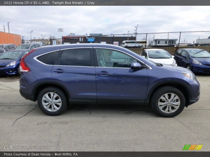 Twilight Blue Metallic / Gray 2013 Honda CR-V EX-L AWD