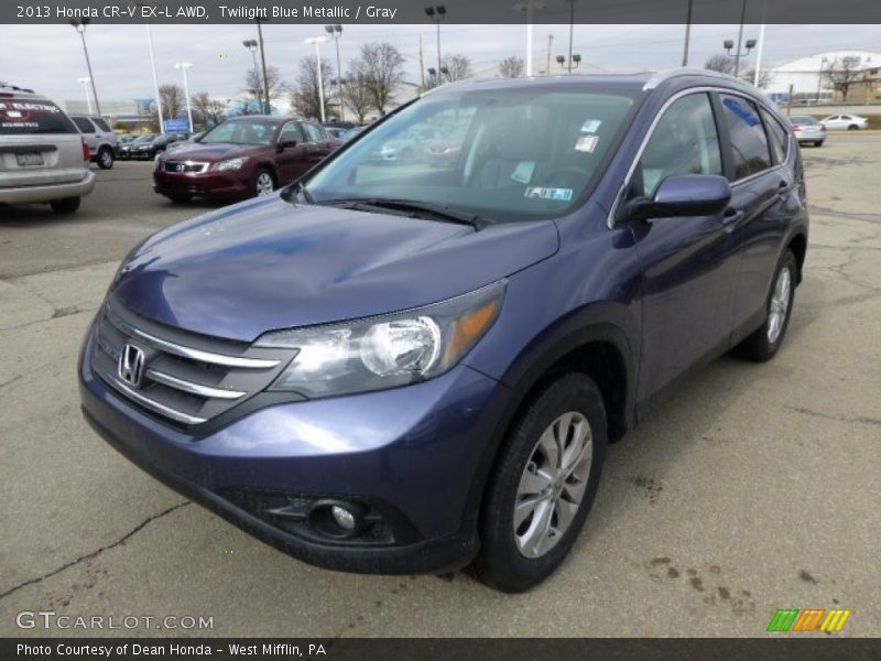 Twilight Blue Metallic / Gray 2013 Honda CR-V EX-L AWD