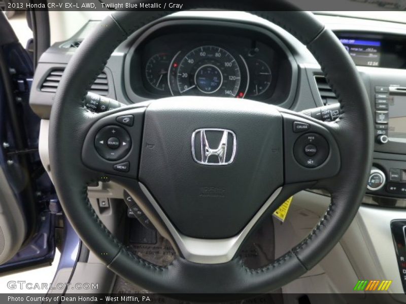 Twilight Blue Metallic / Gray 2013 Honda CR-V EX-L AWD