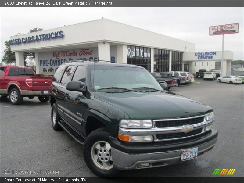 Dark Green Metallic / Tan/Neutral 2003 Chevrolet Tahoe LS