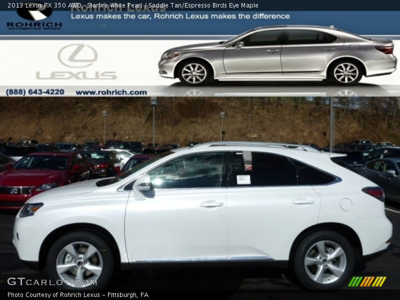 Starfire White Pearl / Saddle Tan/Espresso Birds Eye Maple 2013 Lexus RX 350 AWD