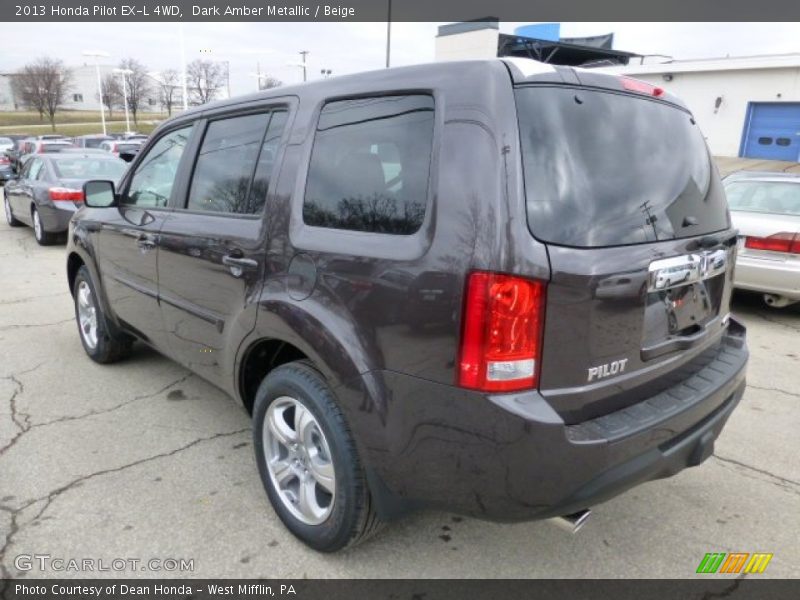 Dark Amber Metallic / Beige 2013 Honda Pilot EX-L 4WD