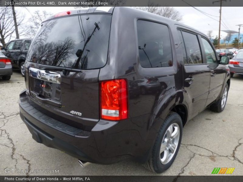 Dark Amber Metallic / Beige 2013 Honda Pilot EX-L 4WD