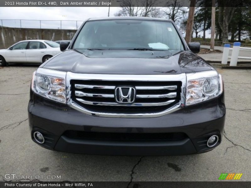 Dark Amber Metallic / Beige 2013 Honda Pilot EX-L 4WD