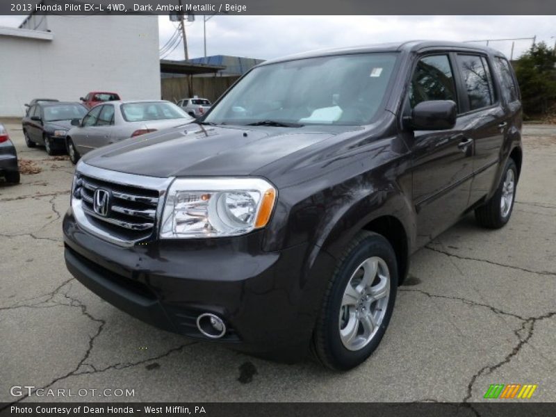 Dark Amber Metallic / Beige 2013 Honda Pilot EX-L 4WD
