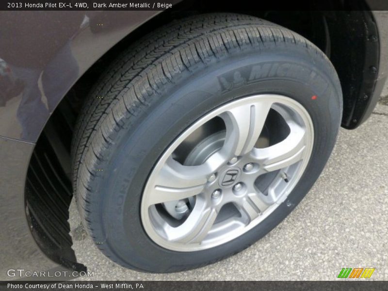 Dark Amber Metallic / Beige 2013 Honda Pilot EX-L 4WD
