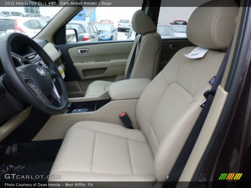 Dark Amber Metallic / Beige 2013 Honda Pilot EX-L 4WD