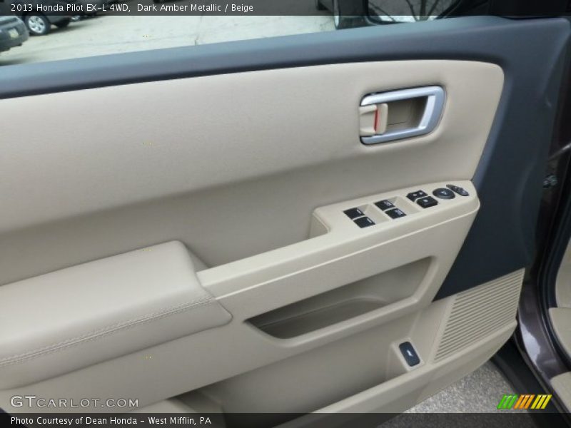 Dark Amber Metallic / Beige 2013 Honda Pilot EX-L 4WD
