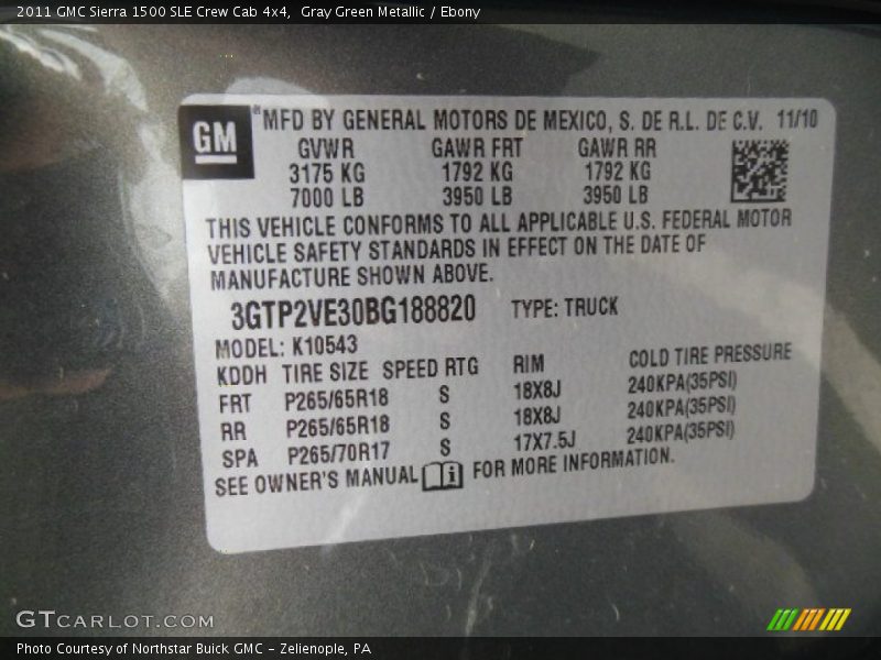 Gray Green Metallic / Ebony 2011 GMC Sierra 1500 SLE Crew Cab 4x4